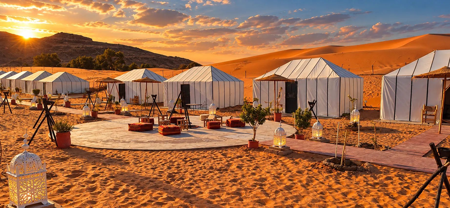 The camp at sunrise