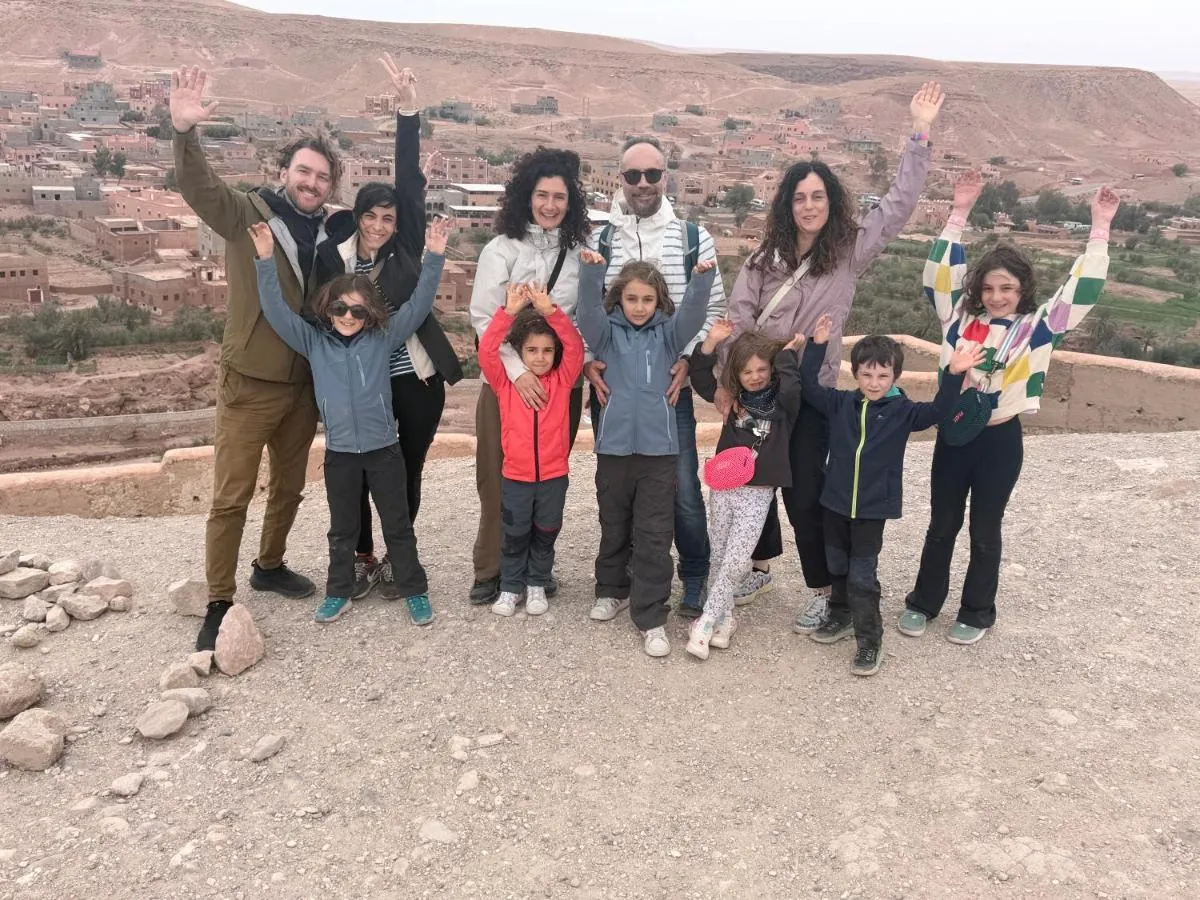 Happy group of travellers on a tour in southern Morocco